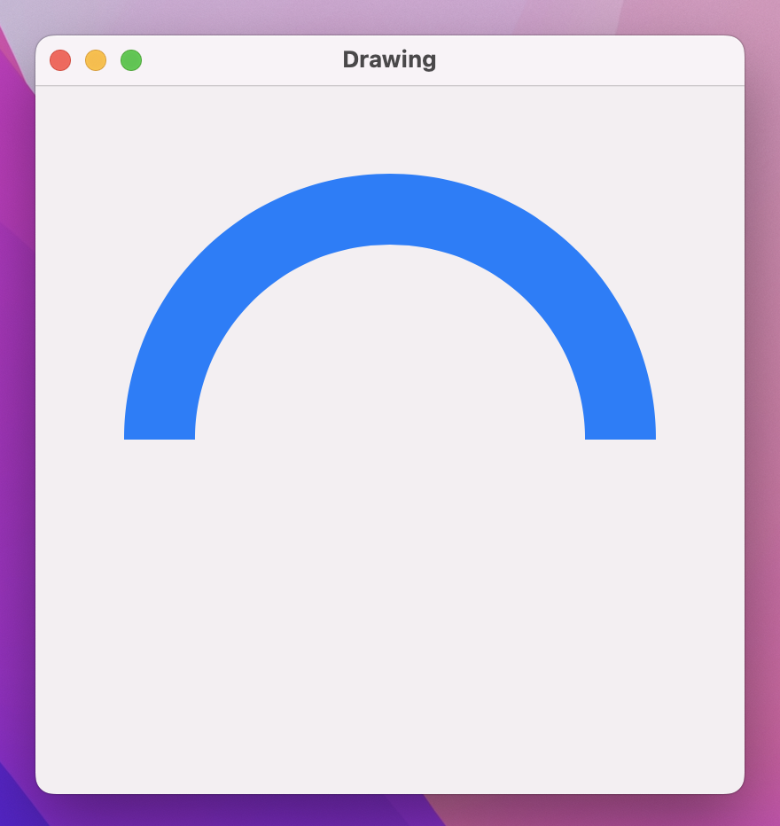 A blue semicirclular arc.