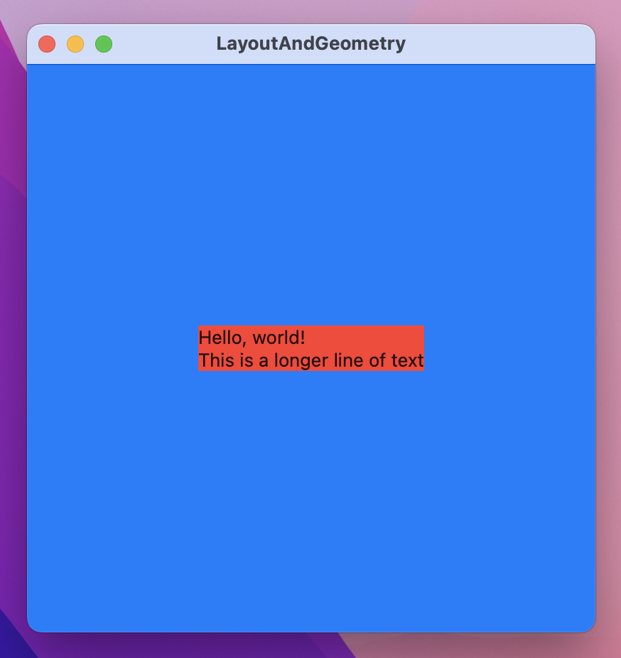 Two left aligned lines of text on a red rectangle on a blue background.