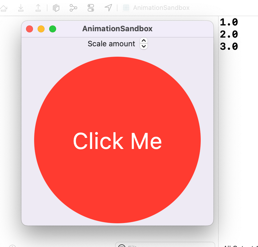 The app beside a console reading 1.0, 2.0, and 3.0.