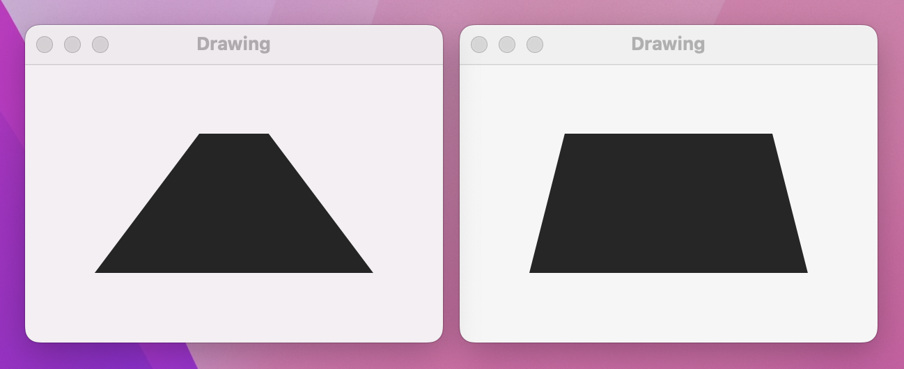 2 black trapezoids with different top side-lengths.