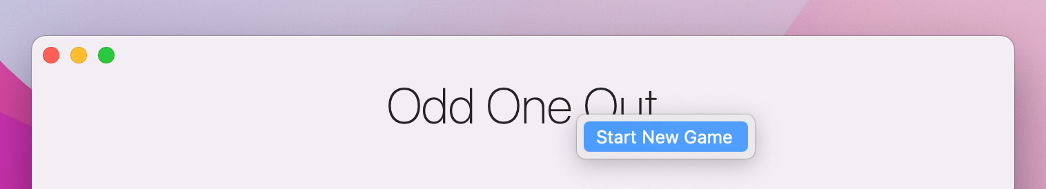 The 'Odd One Out' title with a context menu item 'Start New Game'.