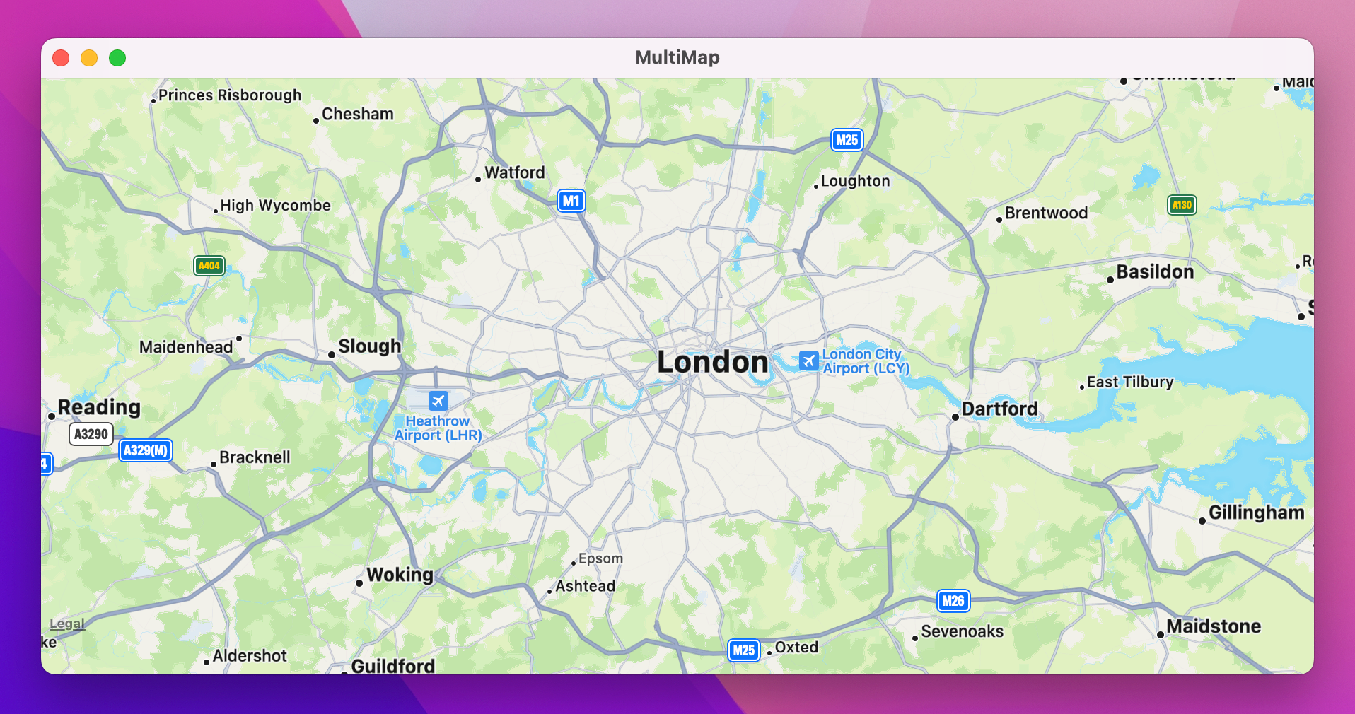 A map centered on London.