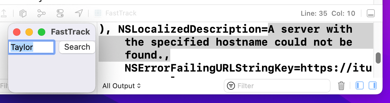 Searching causes a hostname error to appear in the console.