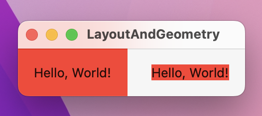 'Hello, World!' on two red rectangles. The right rectangle fits snugly around the text. The left one has space between its edges and the text's.