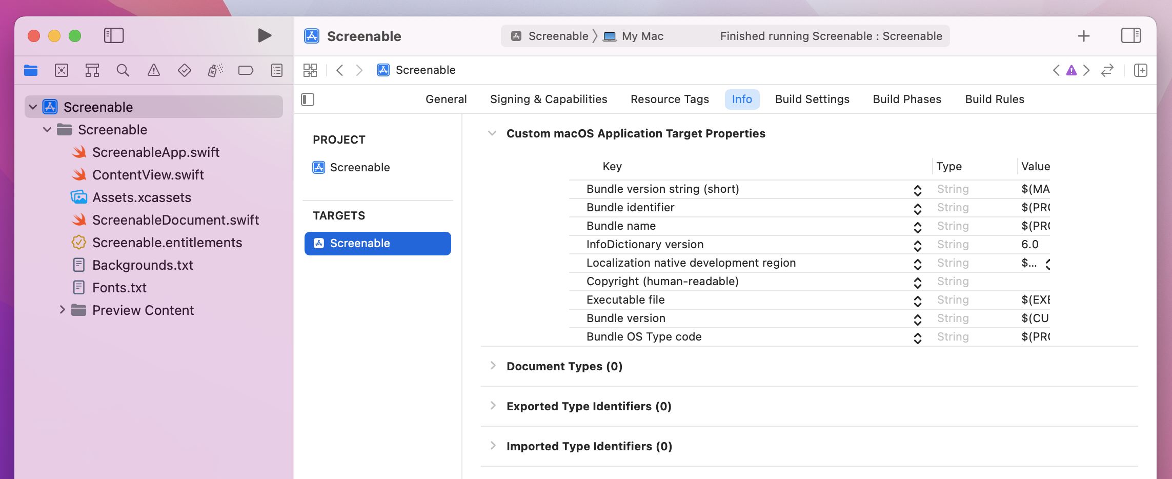 Please navigate to Screenable, Targets, Screenable, Info.