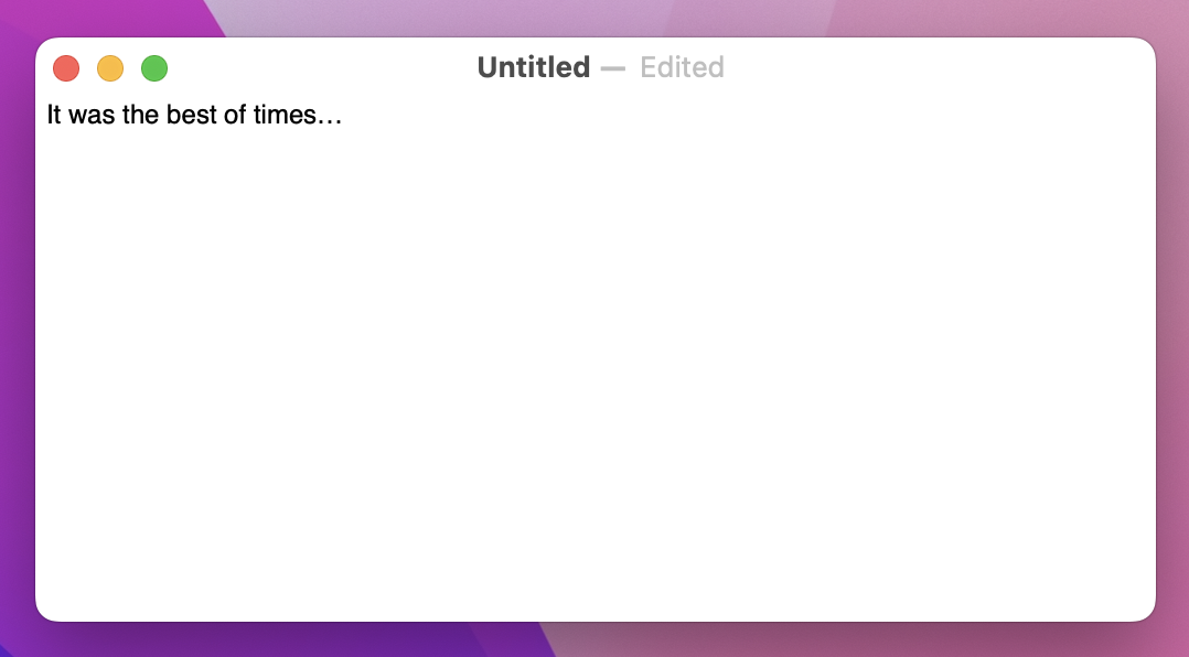 A window with some text, titled 'Untitled – Edited'.