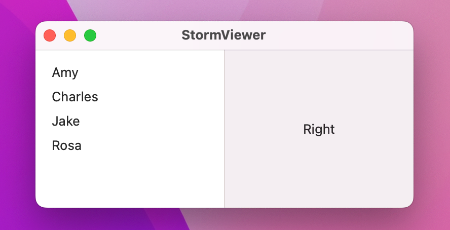 A split view with Amy, Charles, Jake, and Rosa on the left, and Right on the right.