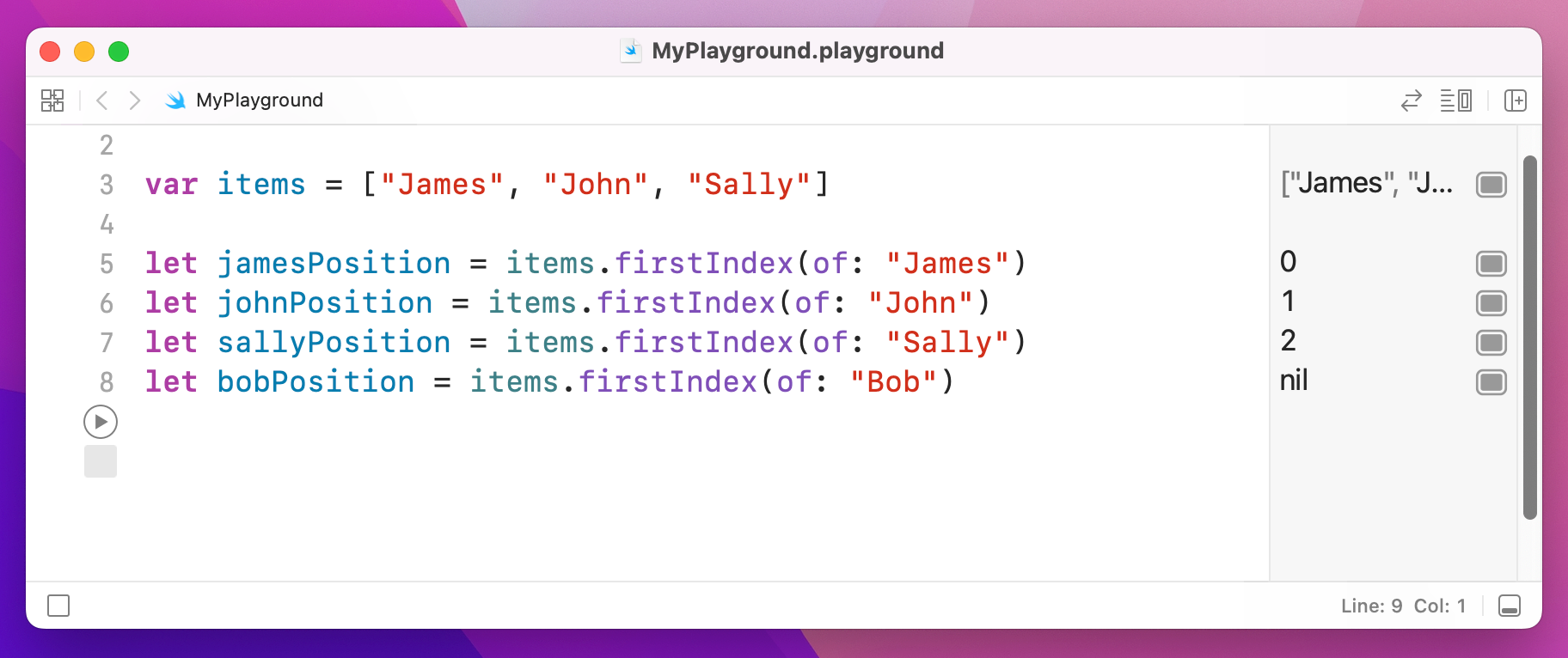 Index of Bob is nil because it is not in the array.